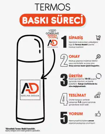 5500 Kırmızı Çelik Termos / 500 ml - Detay Görünüm | promosyon