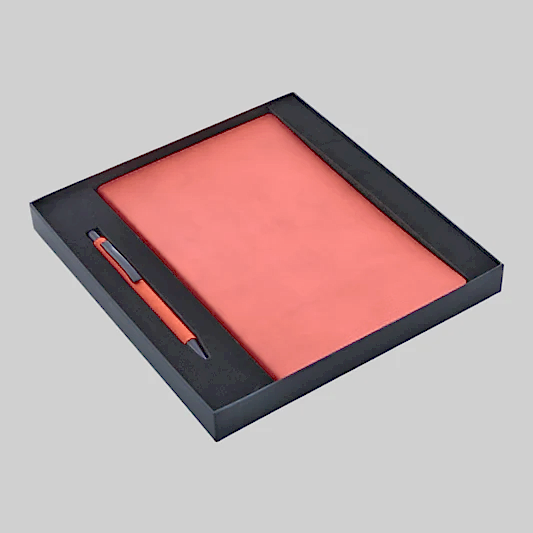 Logo Baskılı 2280-K Hediyelik Set - 13x21 Renkli Kenar Not Defteri Metal Tükenmez Kalem - Ürün Önizleme