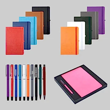 920-K Hediyelik Set - 13x21 Renkli Kenar Not Defteri Metal Rubber Gövde Roller Kalem - Ürün Önizleme