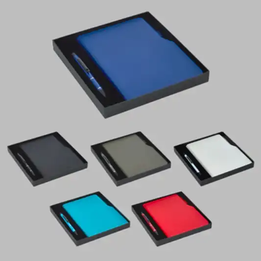 Logo Baskılı 941-K Hediyelik Set - 15X21 Renkli Kenar Not Defteri - Metal Tükenmez Kalem - Ürün Önizleme