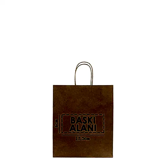 Burgu Saplı Kraft Kağıt Çanta - 19x8x24 cm (Özelleştirilebilir) - Detay Görünüm | istecanta