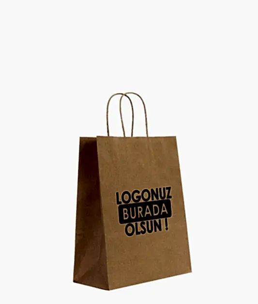 Burgu Saplı Kraft Kağıt Çanta - 19x8x24 cm (Özelleştirilebilir) - Ürün Önizleme | istecanta