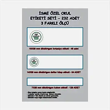 Okul Sticker & Etiket |232’li Kişiye Özel Okul Etiketi | İsimli Sticker & Etiket