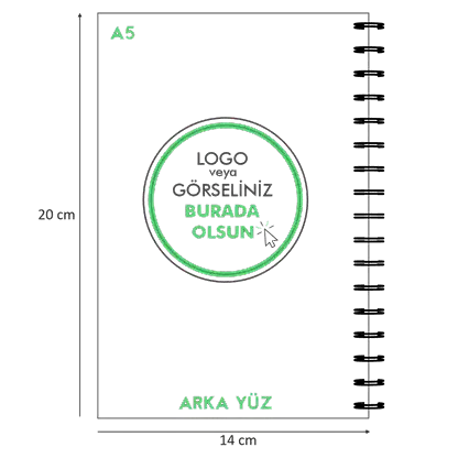 Kuşe Metal Spiralli Defter - Özel Baskılı