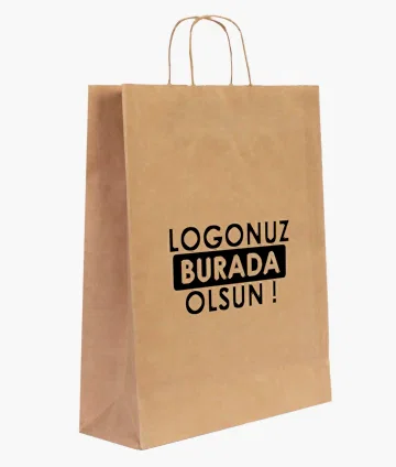 Burgu Saplı Kraft Kağıt Çanta - 32x12x41 cm (Özelleştirilebilir) - Ürün Önizleme | istecanta