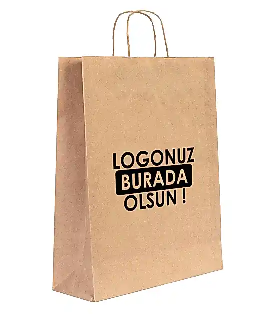 Burgu Saplı Kraft Kağıt Çanta - 32x12x41 cm (Özelleştirilebilir) - Ürün Önizleme | istecanta