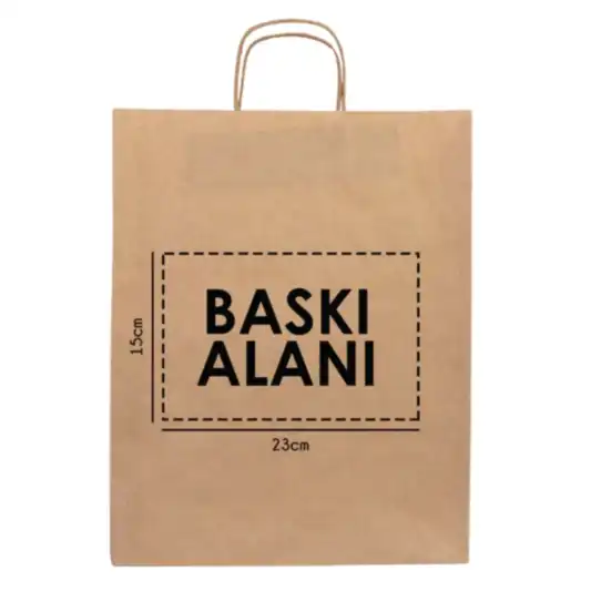 Burgu Saplı Kraft Kağıt Çanta - 32x12x41 cm (Özelleştirilebilir) - Detay Görünüm | istecanta