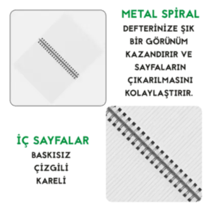 Kuşe Metal Spiralli Defter - Özel Baskılı