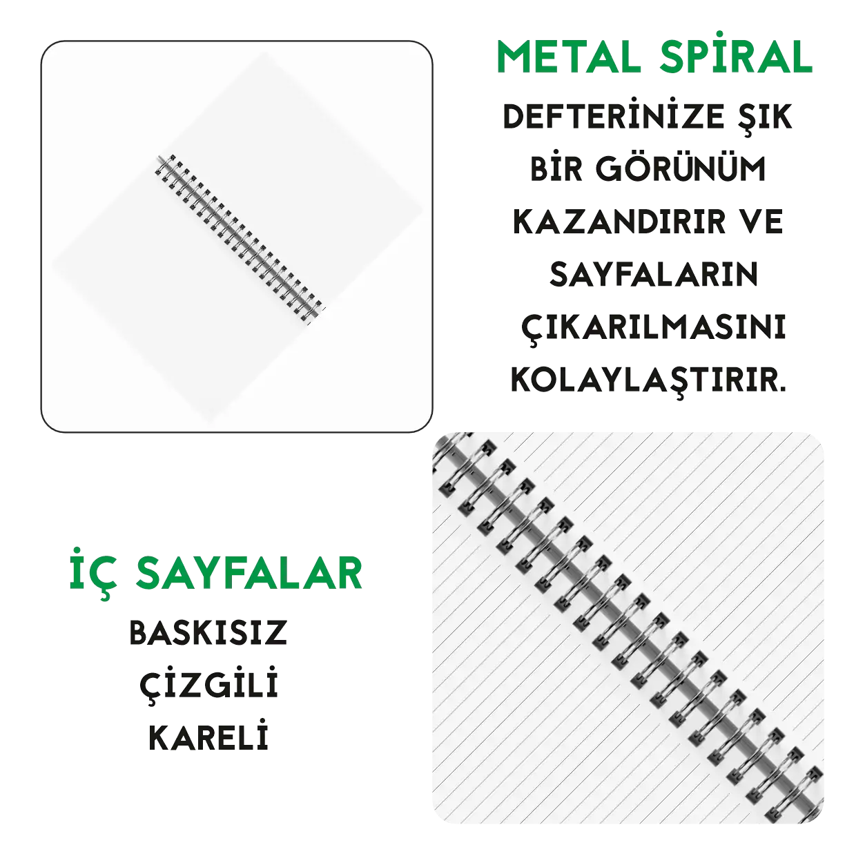 Kraft Metal Spiralli Defter