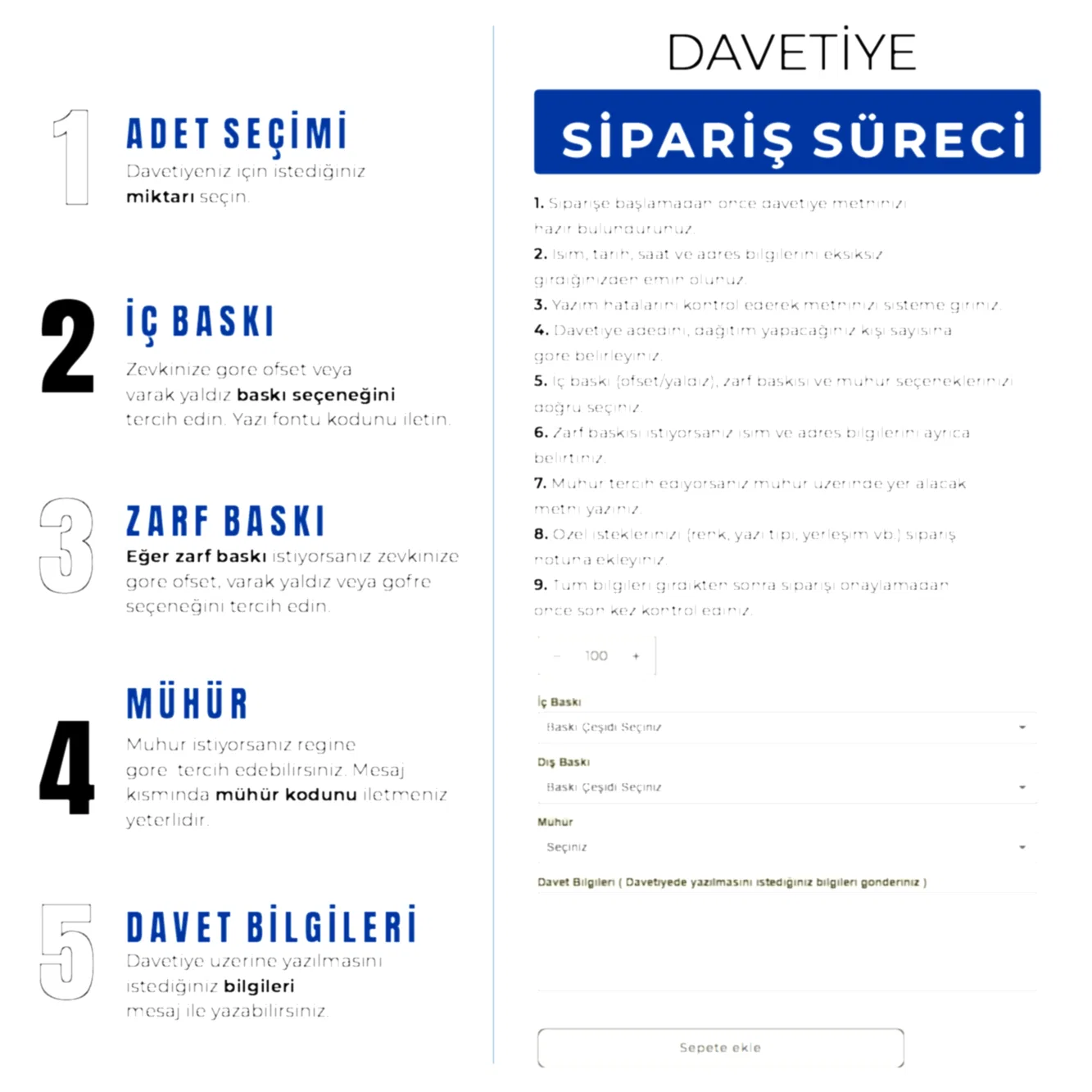 Davetiye sipariş süreci rehberi