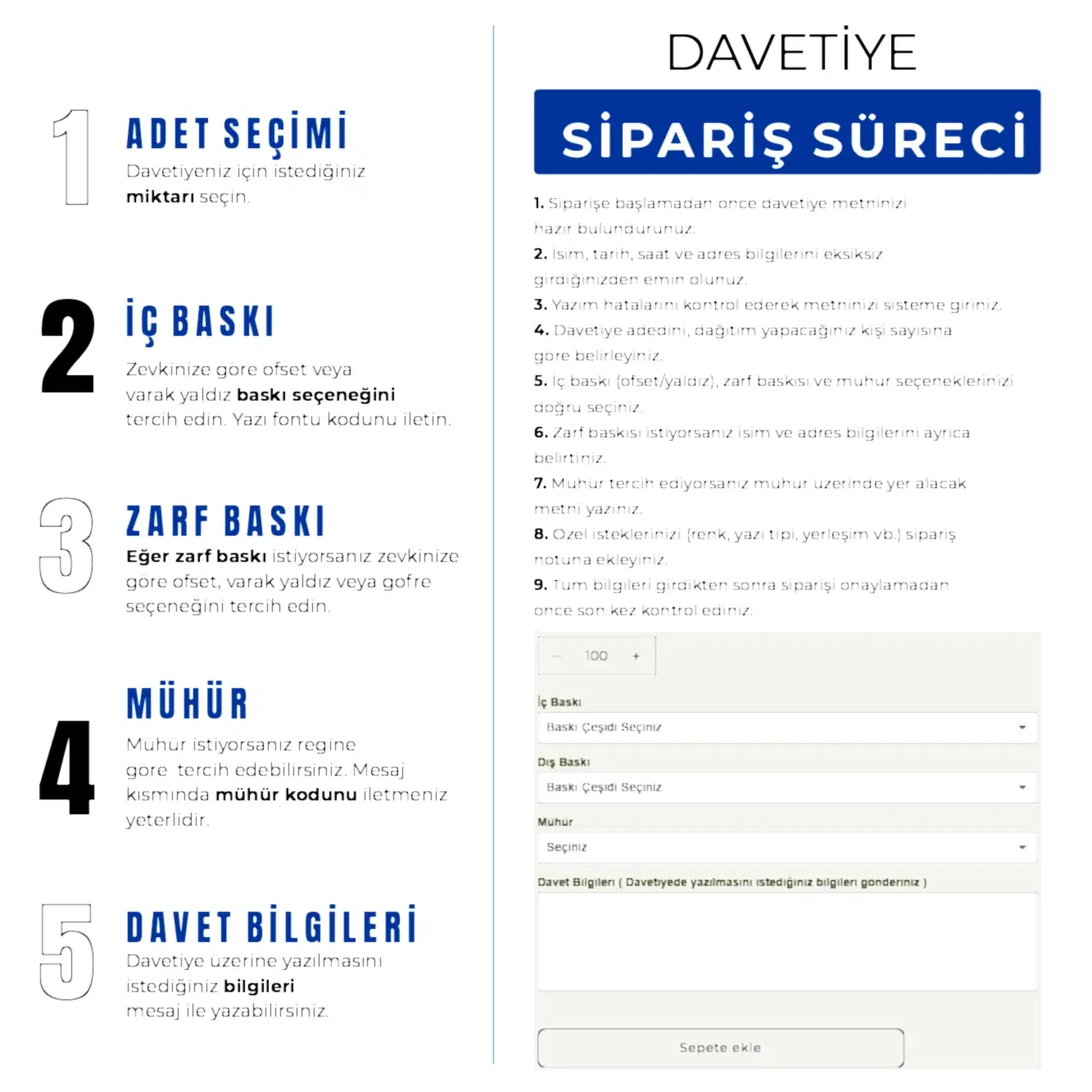 Davetiye sipariş süreci rehberi