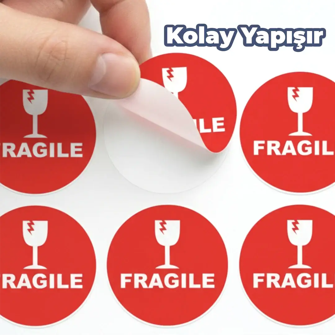 Kırılır Etiketi Baskı | Kargo Fragile Sticker – Dikkat Kırılabilir Uyarı Etiketi - Hazır Model