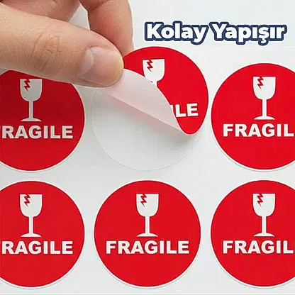 Kırılır Etiketi Baskı | Kargo Fragile Sticker – Dikkat Kırılabilir Uyarı Etiketi - Hazır Model
