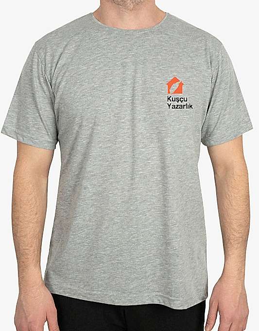 Basic T-shirt Gri - Baskılı - Detay Görünüm | istetisort