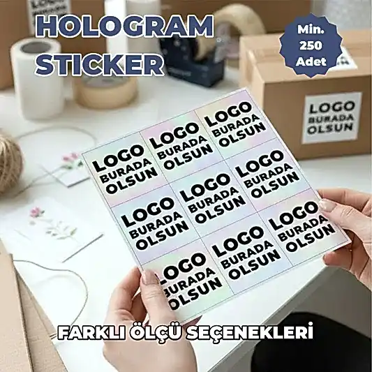 Kare Hologram Sticker | Logo Baskılı Etiket