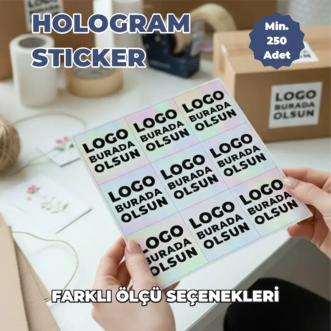 Kare Hologram Sticker | Logo Baskılı Etiket