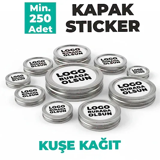 Sticker Baskı – Kavanoz Kapak Etiketi | Yuvarlak Bal & Reçel Etiketi (Kuşe Kağıt)