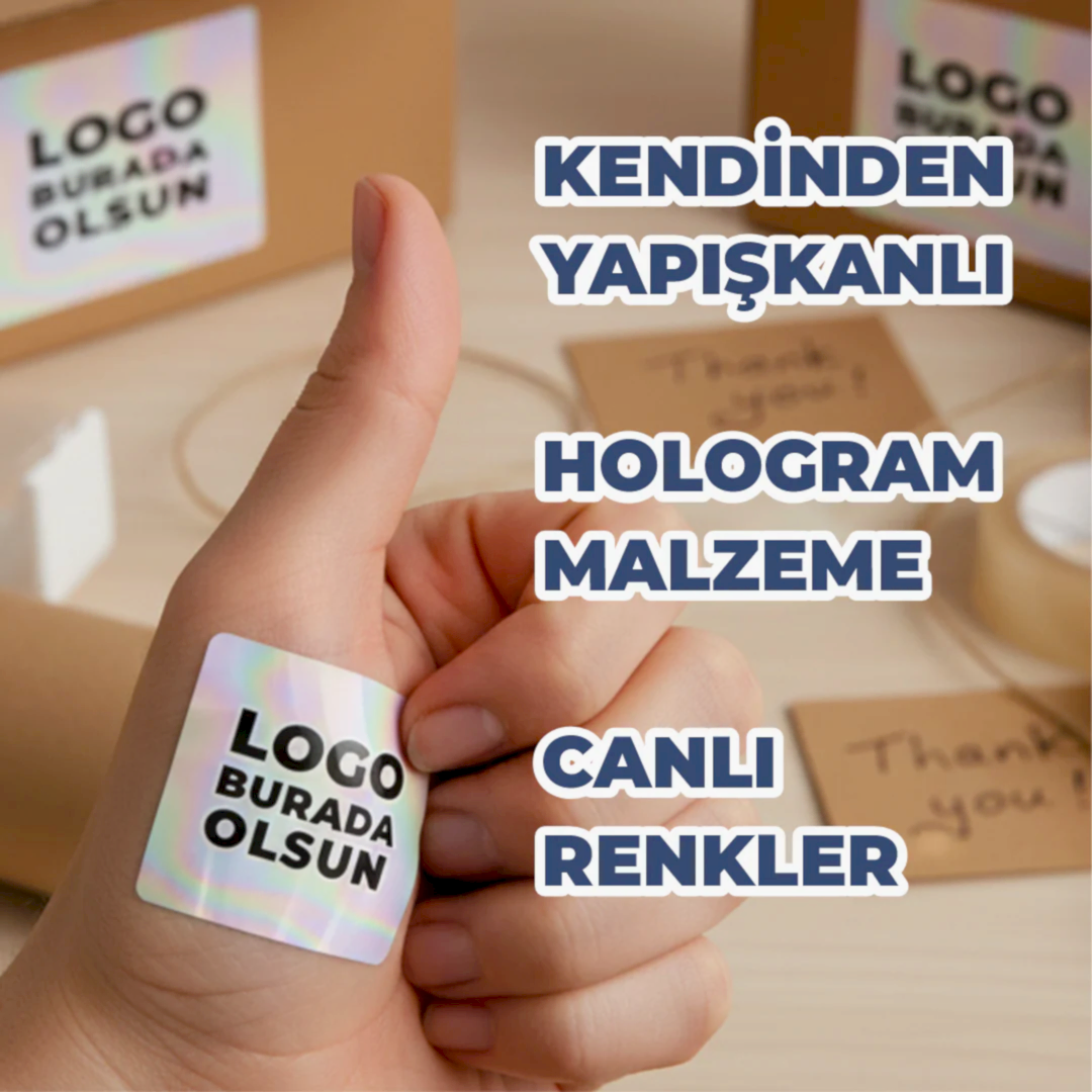 Kare Hologram Sticker | Logo Baskılı Etiket