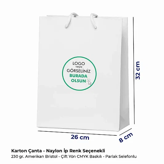 Karton Çanta - Dikey - 26x32x8 cm