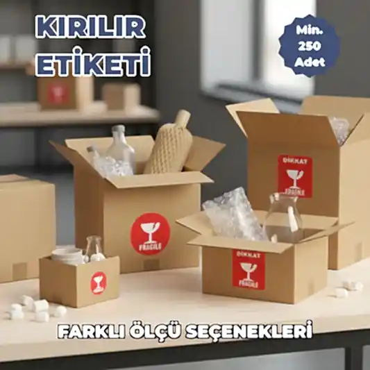Kırılır Etiketi Baskı | Kargo Fragile Sticker – Dikkat Kırılabilir Uyarı Etiketi - Hazır Model