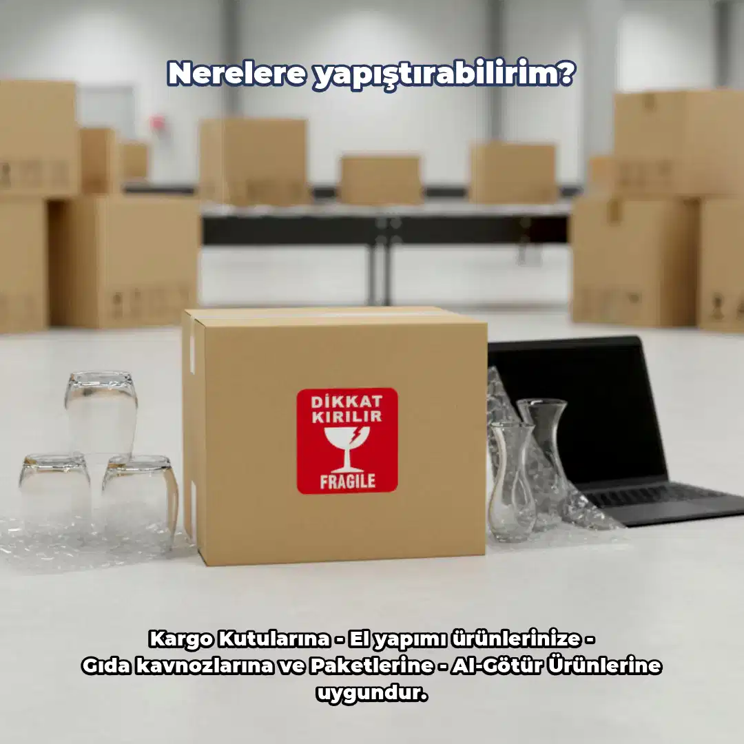 Kırılır Etiketi Baskı | Kargo Fragile Sticker – Dikkat Kırılabilir Uyarı Etiketi - Hazır Model
