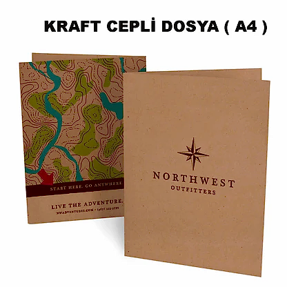 Kraft Cepli Dosya ( A4)  – 300 gr Logo Baskılı Karton Sunum Dosyası