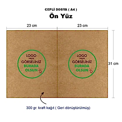 Kraft Cepli Dosya ( A4)  – 300 gr Logo Baskılı Karton Sunum Dosyası
