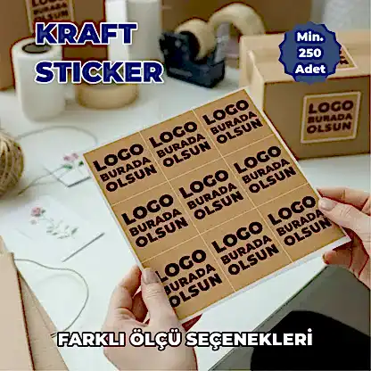 Kare Kraft Etiket Baskı | Özel Tasarım Doğal Kraft Sticker