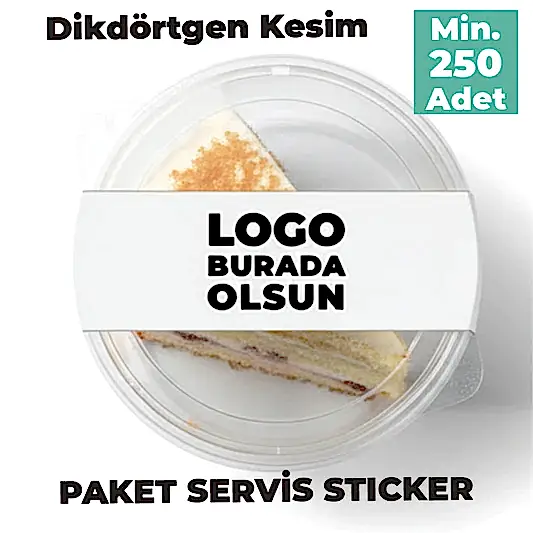 Paket Servis Sticker | Logo Baskılı Dikdörtgen Gıda Ambalaj Etiketi