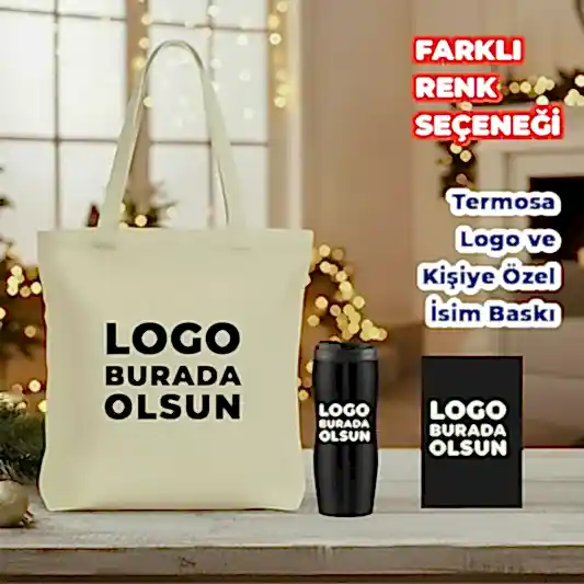 Kurumsal Promosyon Yeni Yıl Hediyeleri - Kanvas Çanta, Termos ve Kanvas Defter