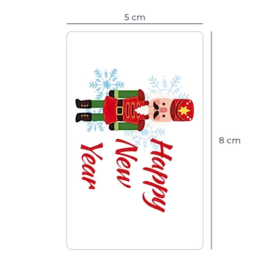 Yılbaşı Kuşe Sticker – 19 Farklı Hazır Tasarım - 8x5 cm